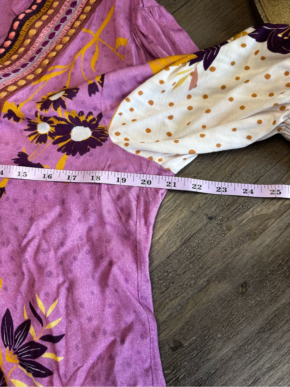 Blank London XL Embroidered Floral Boho Tunic Top Purple V Neck Peasant - Picture 3 of 6